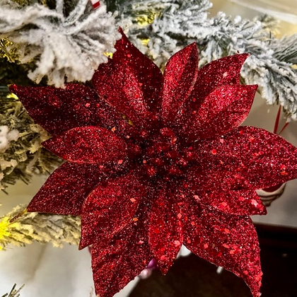 Пуансеттия красная с блёстками [Арт. A 54146]