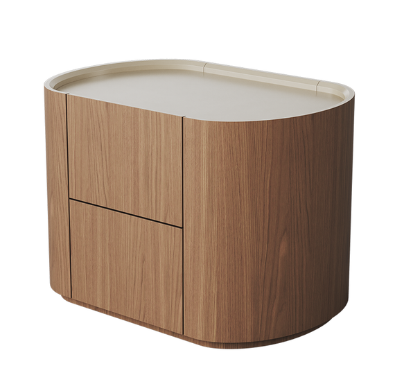 Тумба прикроватная Lagom 2 ящика ширина 60 см (натуральный дуб, молочный)