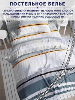 Постельное белье Сказка "Аляска" 1,5-сп   наволочка 50х70 1шт Простынь на резинке 90х200 см  Пододеяльник 145х215 см