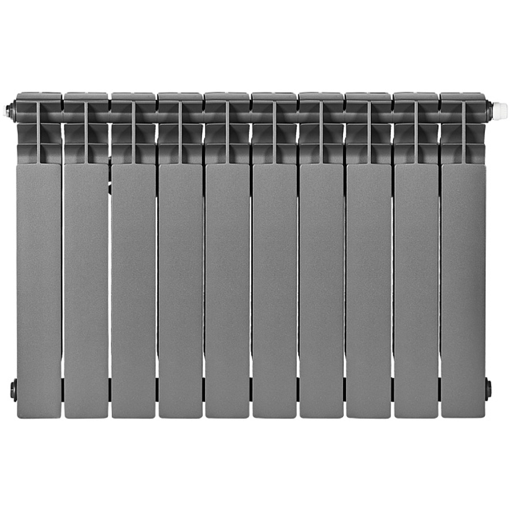 Радиатор биметаллический STOUT TITAN VENTIL 500 - 10 секций (подключение нижнее правое, цвет графит RAL 7024)