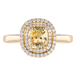 Кольцо с жёлтым сапфиром и бриллиантами, R0070-74/1