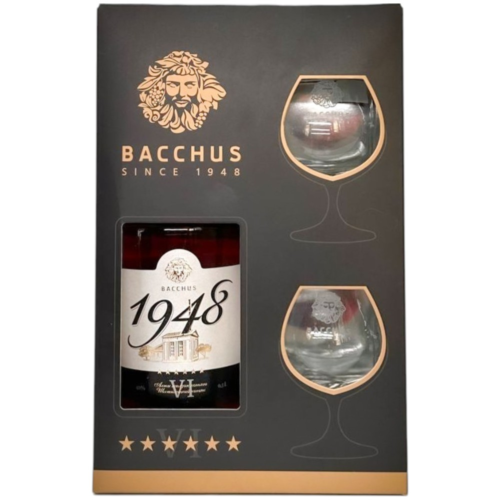Коньяк Bacchus 1948 0,5 л. В подарочной упаковке с 2 бокалами