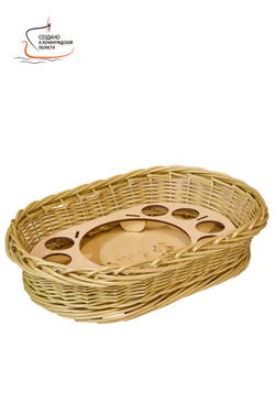 Пасхальное блюдо овальное с вкладышем для яиц и кулича, набор 4 штуки.