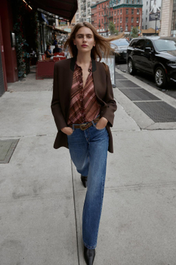 ZARA ПАЛЬТО БЕЗ ЛАЦКАНОВ С ПОДПЛЕЧНИКАМИ, КОРИЧНЕВЫЙ