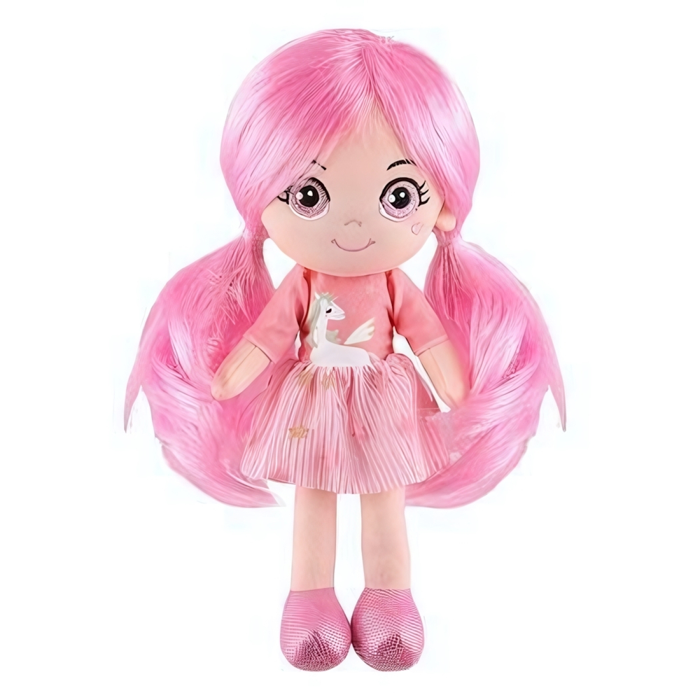Мягкая игрушка "Кукла Кристи с Нежно-Розовыми Волосами в Платье" 32см (Maxitoys)