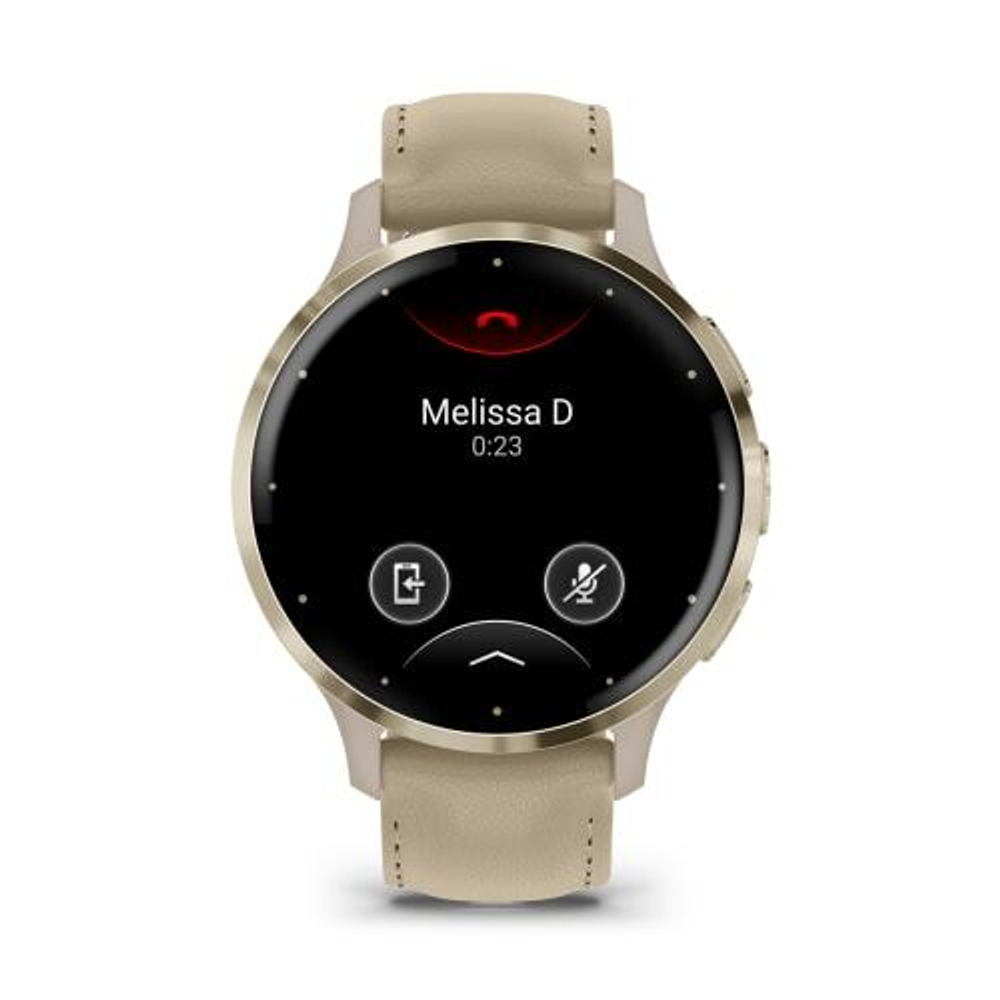 Часы Garmin Venu 3s "французский серый" с золотистым безелем и кожаным ремешком, 010-02785-55
