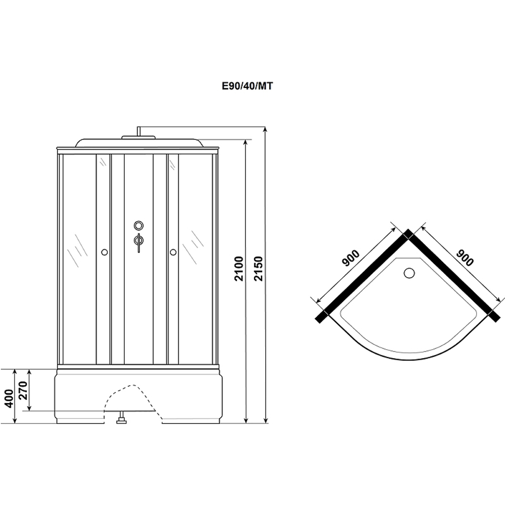 Душевая кабина Niagara Eco 90x90 E90/40/MT без гидромассажа