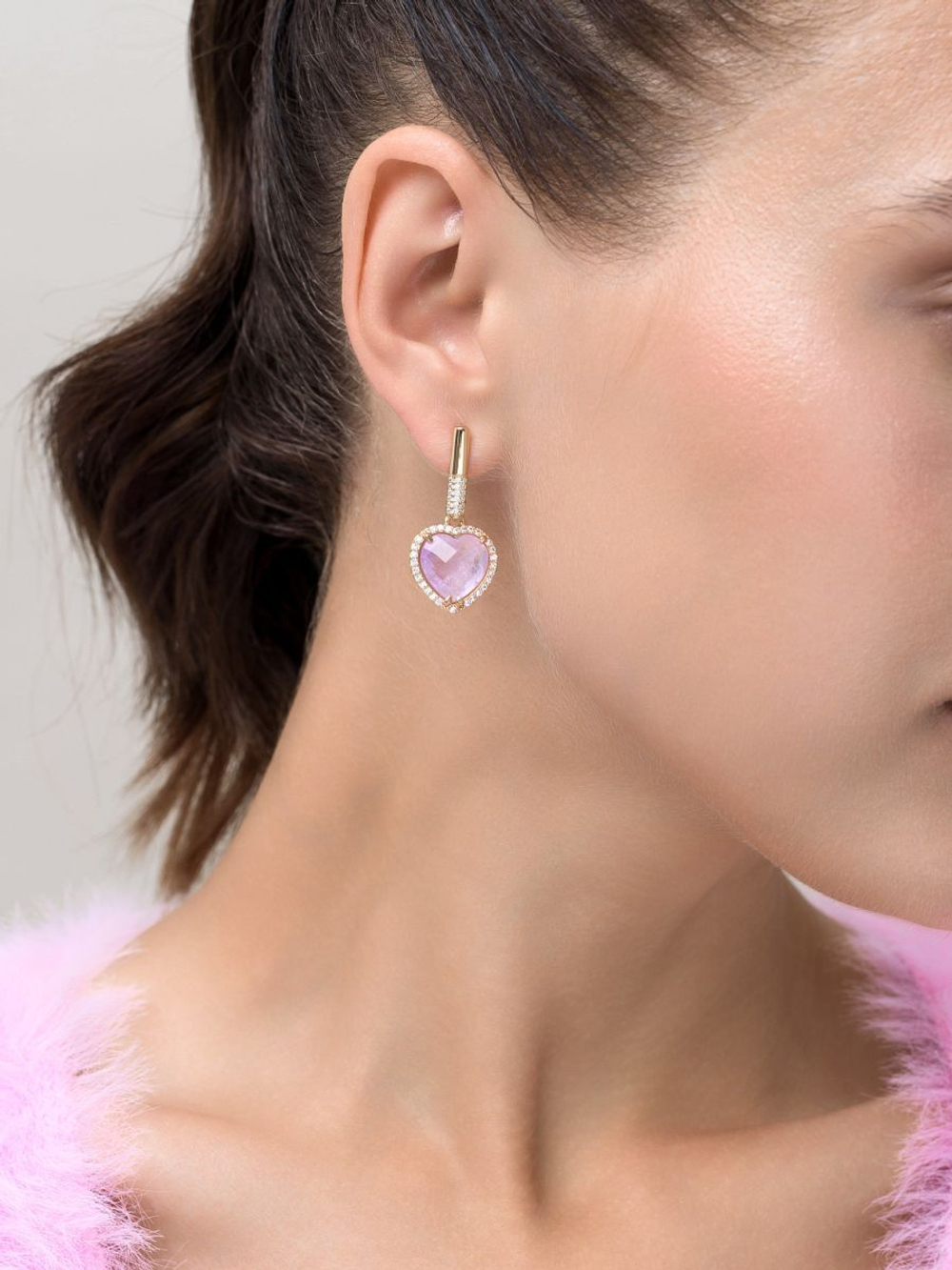 Серьги "Royal Love" Gold c лавандовым аметистом