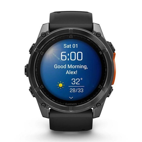 Garmin Fenix 8 Amoled 51 мм – Серый корпус, черный силиконовый ремешок