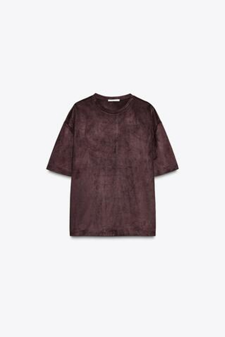 ZARA ТОП ИЗ ИСКУССТВЕННОЙ ЗАМШИ, ЦВЕТ БУРГУНДСКОГО ВИНА