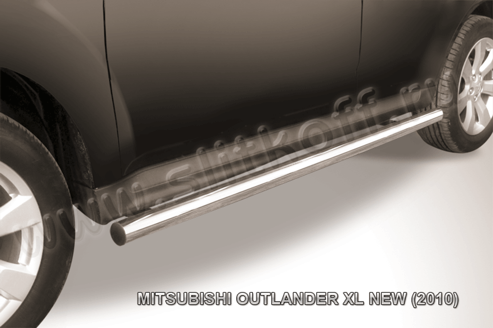Пороги из нержавейки Mitsubishi Outlander XL (2009-2013) d57 труба (черный цвет)