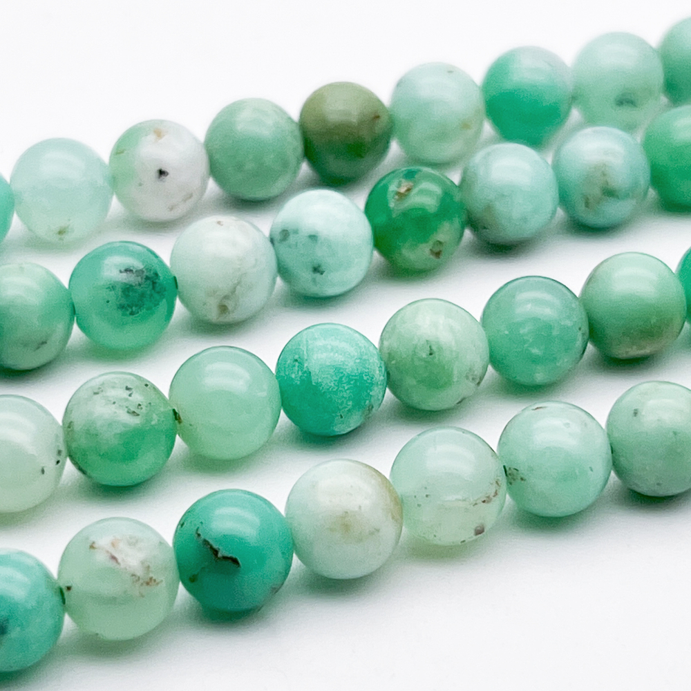 Хризопраз бусины, диаметр 7-7,3 мм, цена за 13 шт (1/4 нити)