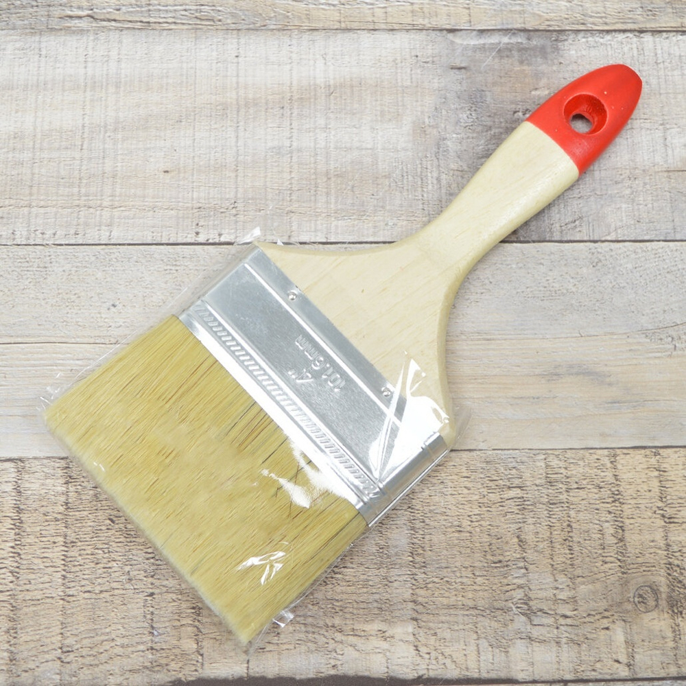 Кисть плоская 4" 100мм натуральная щетина "Евро"