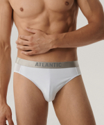 Мужские трусы слипы спорт Atlantic, набор из 2 шт., пима хлопок, белые, Basic 2BMP-013