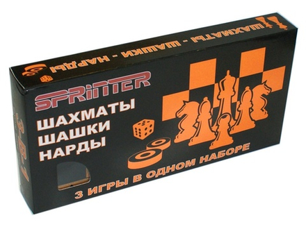 Игра "3 в 1" (нарды, шахматы, шашки). Материал:  дерево. Размер доски 34х34 см. :(S3828):