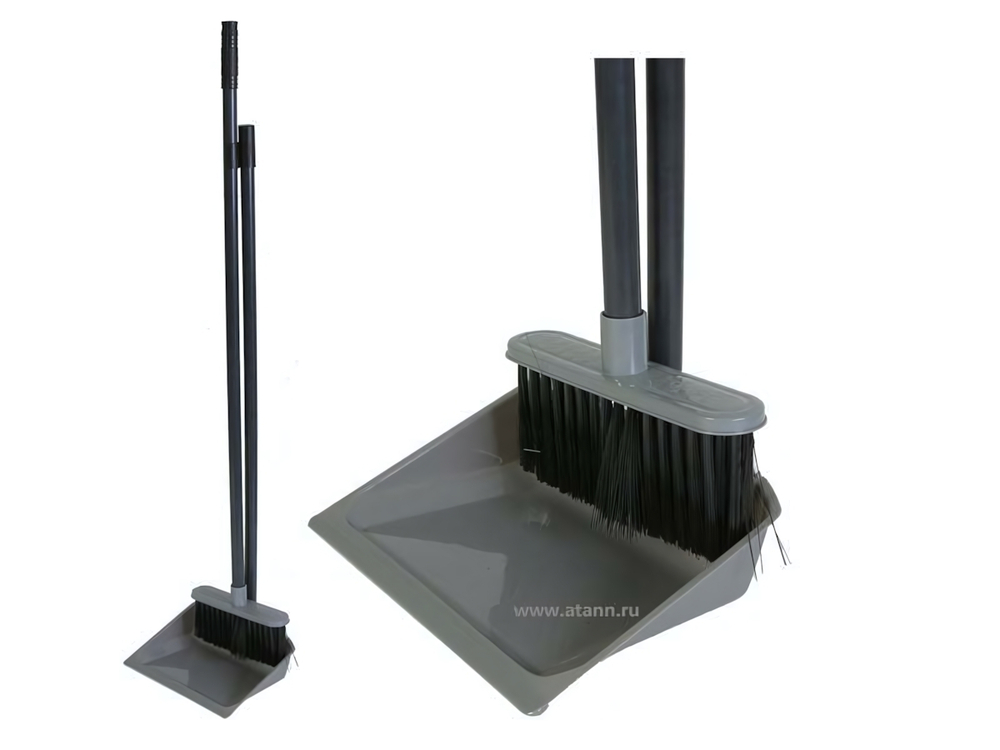 Щетка с совком длинная ручка "Disco", аквамарин