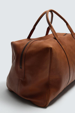 ZARA КОЖАНАЯ СУМКА XL, КОРИЧНЕВЫЙ