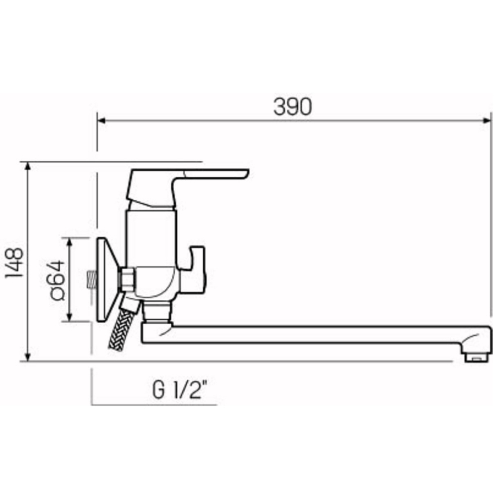 Смеситель для ванны, РМС, с картриджем, SL123-006E
