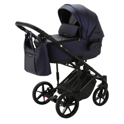 Детская универсальная коляска Adamex ZICO Deluxe Z-SM9 (3в1) Тёмно - синяя перламутровая экокожа