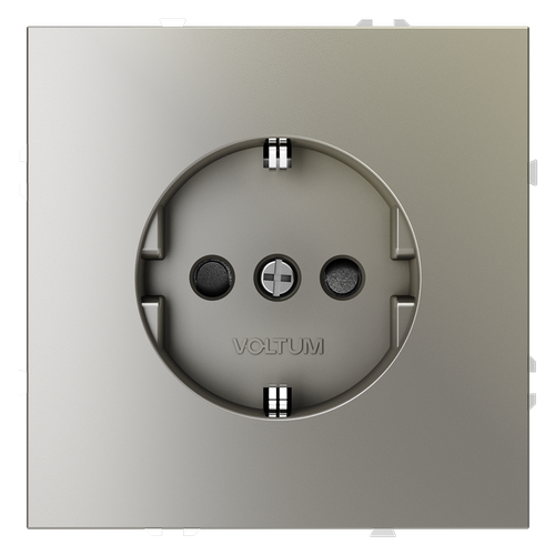 Розетка встраиваемая VOLTUM S70 с заземлением и защитными шторками, 16А, (шелк)
