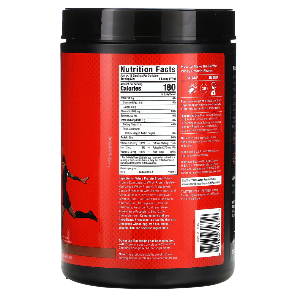 SIXSTAR, 100% Whey Protein Plus, тройной шоколад, 826 г (1,82 фунта)