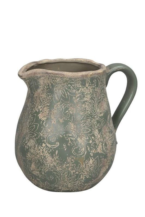 Кувшин декоративный "Зеленый орнамент" 21x16x20см