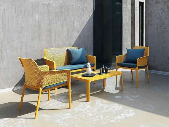 Уличный пластиковый диван Net горчичный