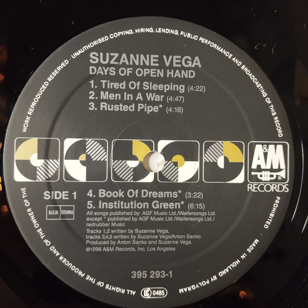 Винтажная виниловая пластинка LP Suzanne Vega Days Of Open Hand (Holland 1990) Rusted Pipe