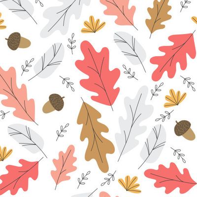 Теплый паттерн из дубовых листьев и желудей
