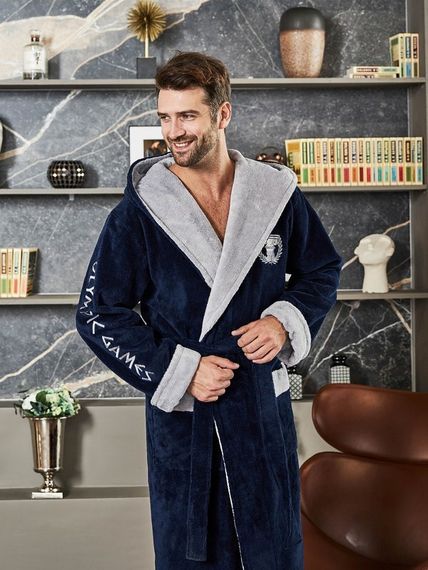 Халат мужской OLIMPIC GAMES с капюшоном Синий POLENS Турция