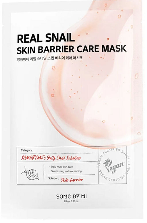 Some By Mi Real Snail Skin Barrier Care Mask, 20g*1ea - Тканевая маска с муцином улитки