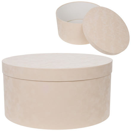 Коробка шляпная (бархат) D50xH25см (Бежевый)