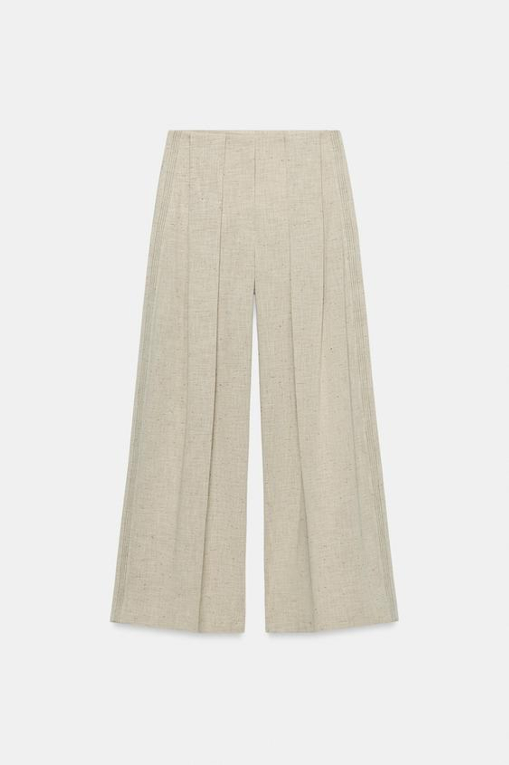 ZARA БРЮКИ ПРЯМОГО КРОЯ С ДЕКОРАТИВНОЙ СТРОЧКОЙ — ZW COLLECTION, БЕЖЕВЫЙ