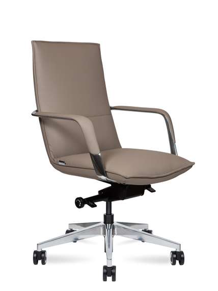 Кресло офисное Норден / Паркер LB / Parker LB / латте экокожа / алюминиевая база