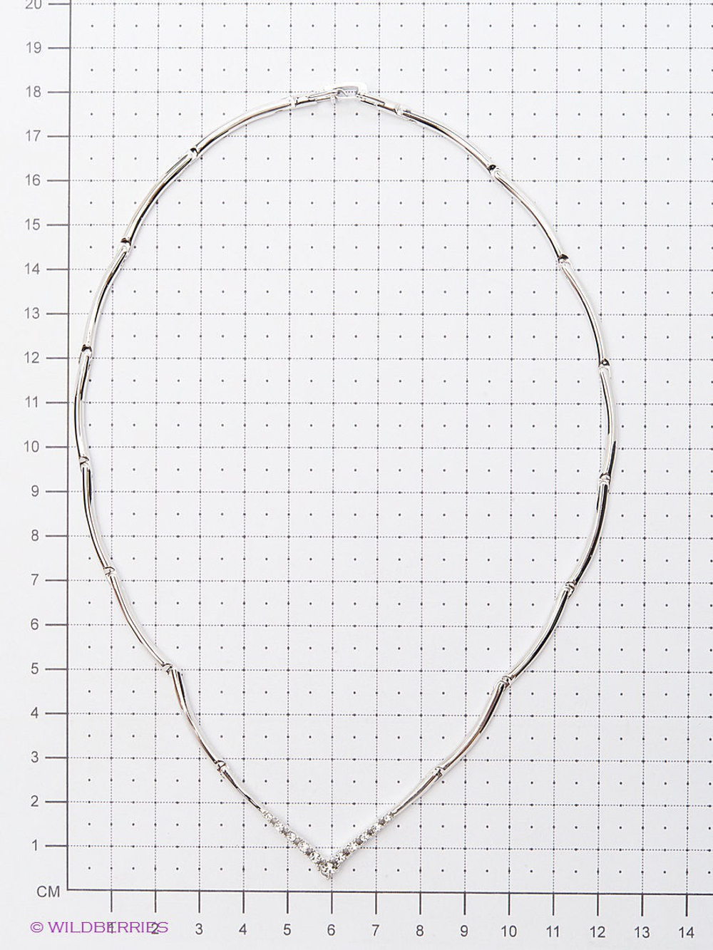 "Гайра" колье в родиевом покрытии из коллекции "Constanta" от Jenavi с замком карабин