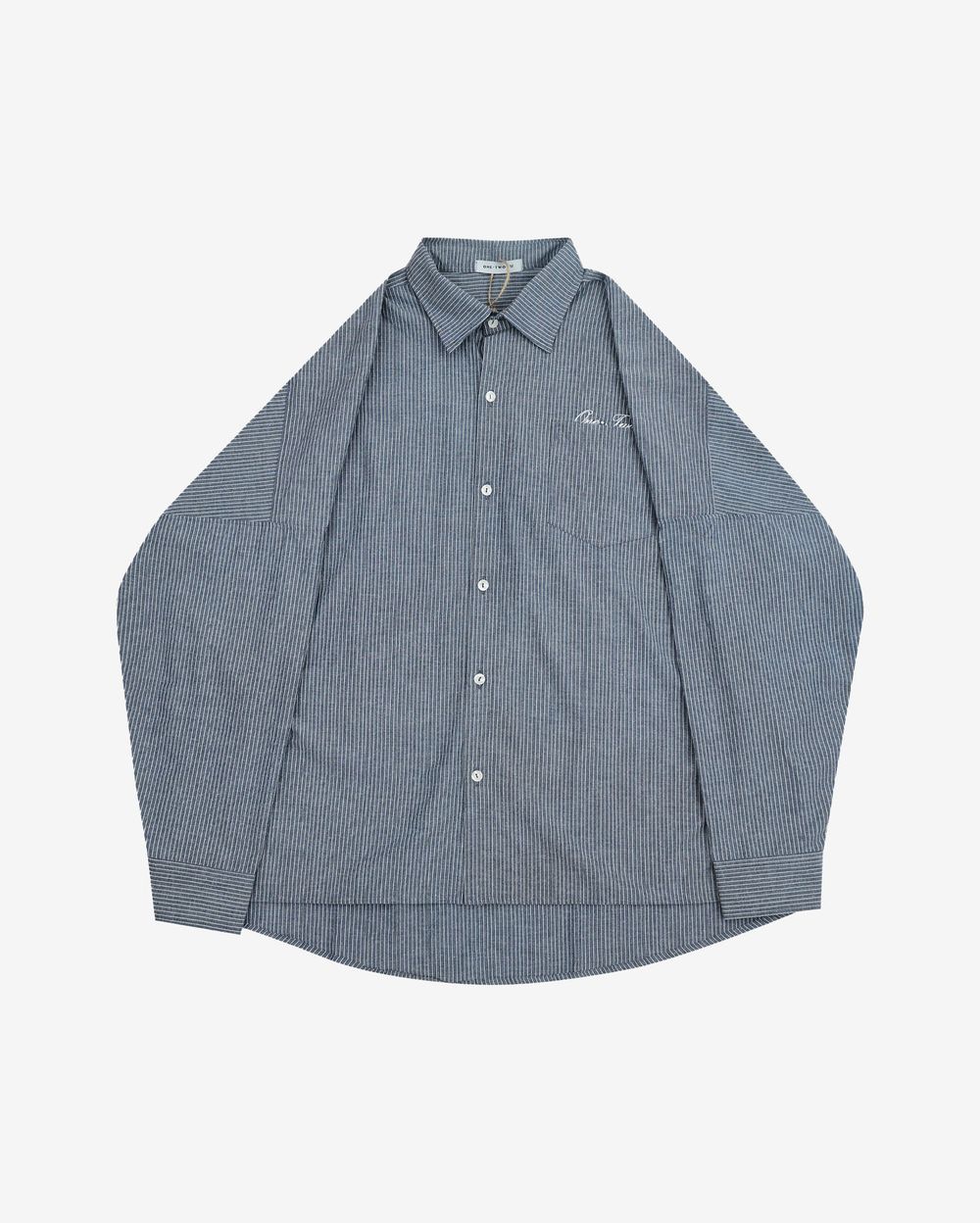 Рубашка One Two Oversized Striped Shirt Dirty-Blue