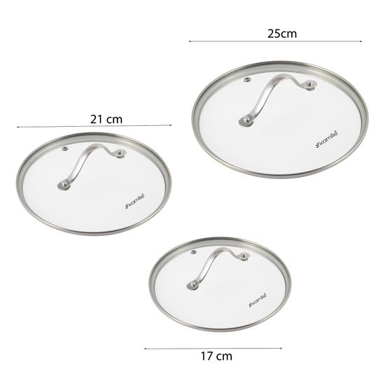 Набор кастрюль 6 предметов из нержавеющей стали Kamille KM-5911 (2,1 л; 3,7 л; 6,1 л.)