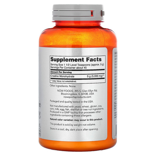 NOW Foods, Sports, моногидрат креатина, 227 г (8 унций)