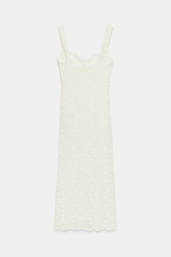 ZARA КРУЖЕВНОЕ ПЛАТЬЕ МИДИ, ЭКРЮ
