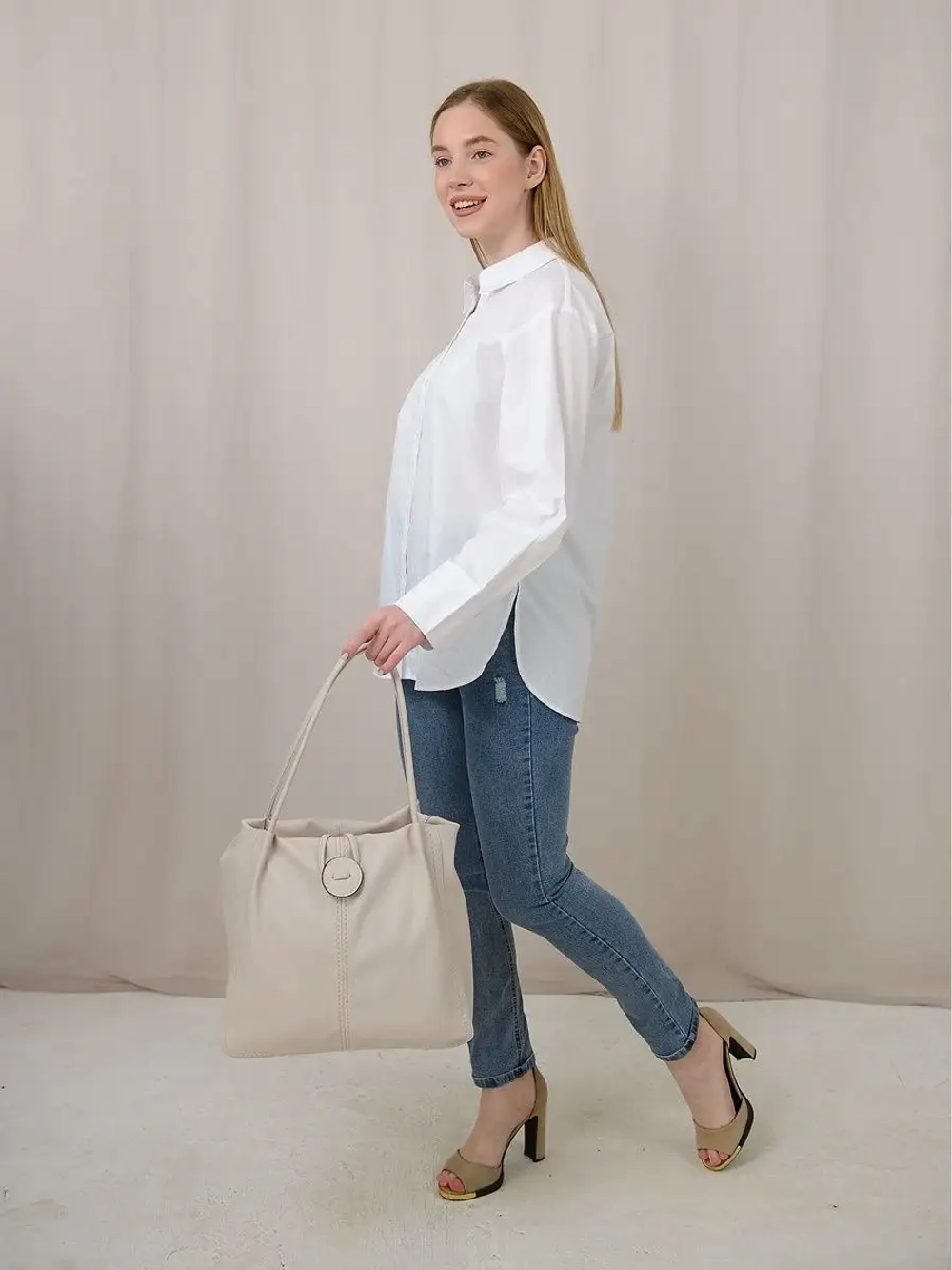 Сумка большая через плечо шоппер мешок