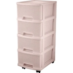 Комод Keeplex Ajur с ящиками на колесиках четырехсекционный компакт 37х73см бежевый топ