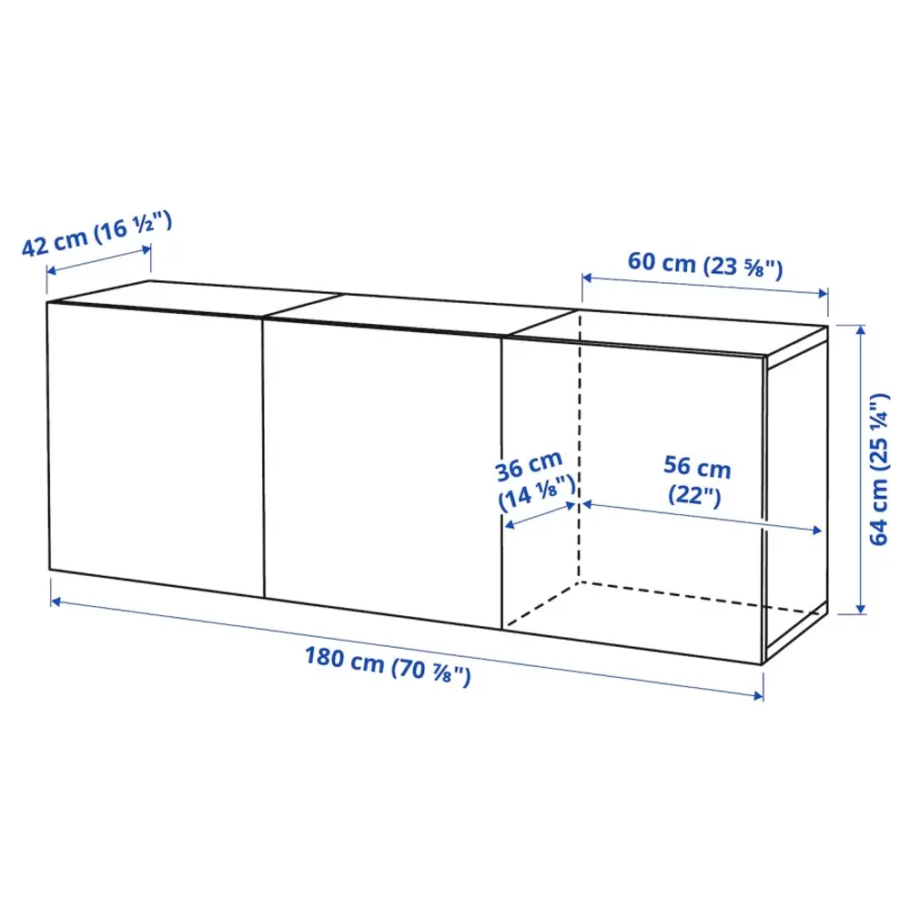Комбинация навесного шкафа - IKEA BESTÅ/BESTA/БЕСТО ИКЕА, 64х42х180 см, серый