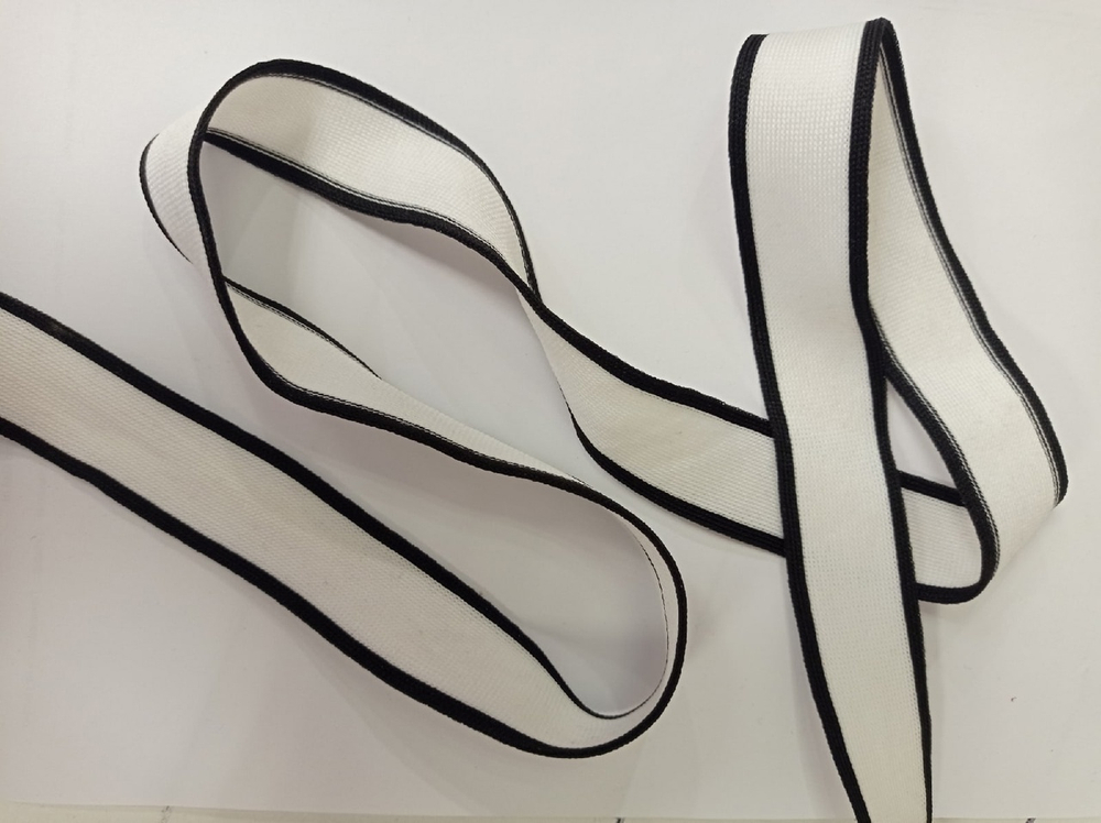 Лампасная лента (трикотажный, 3,0 см). Белый с черным, ВО