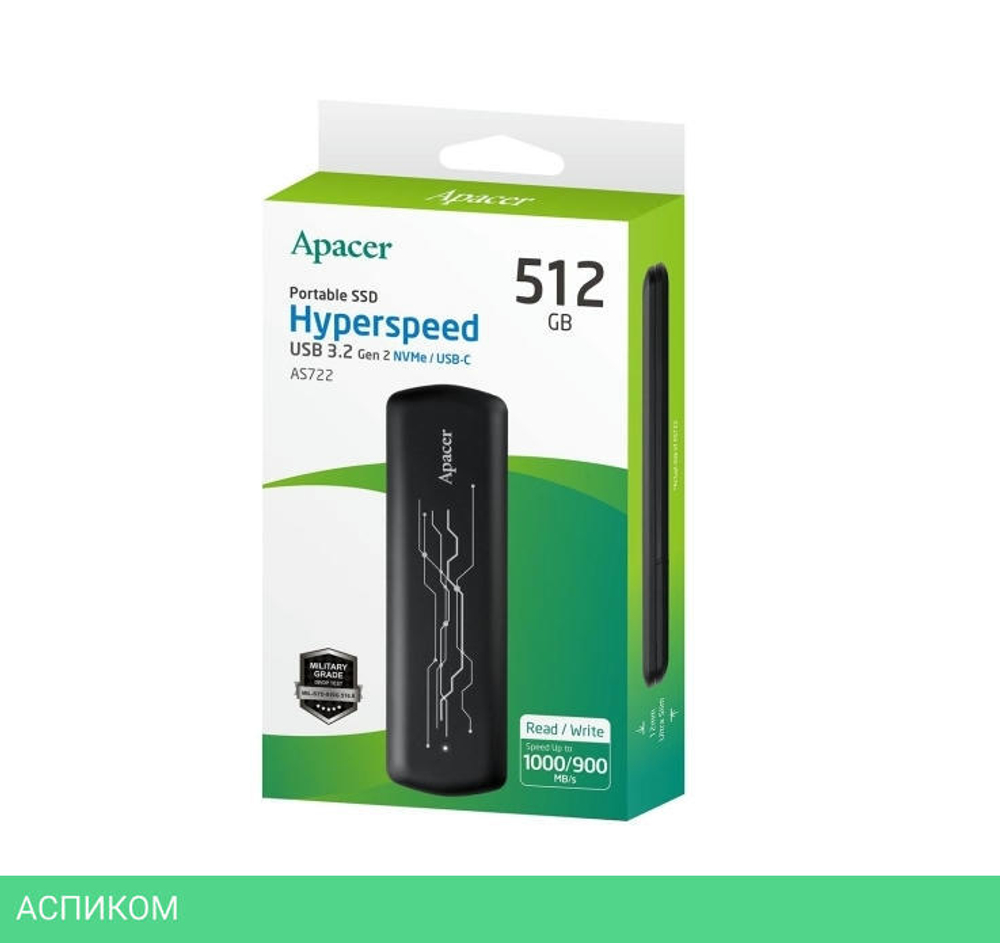 Внешний накопитель Apacer AS722 512GB (AP512GAS722B-1)