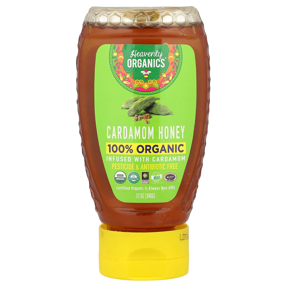 Heavenly Organics, 100% органический кардамон, мед, 340 г (12 унций)