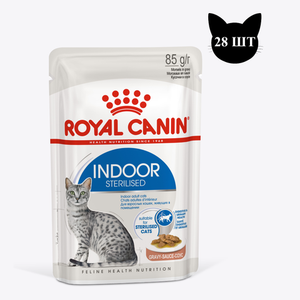 Пауч Royal Canin INDOOR STERILISED для взрослых кастрированных и стерилизованных кошек, живущих в помещении, кусочки в соусе