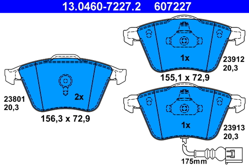 ATE - 13046072272-ATE - Brake Pad Set, disc brake