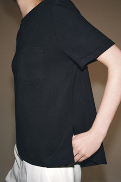 ZARA ФУТБОЛКА INTERLOCK С КАРМАНОМ, ТЕМНЫЙ АНТРАЦИТ