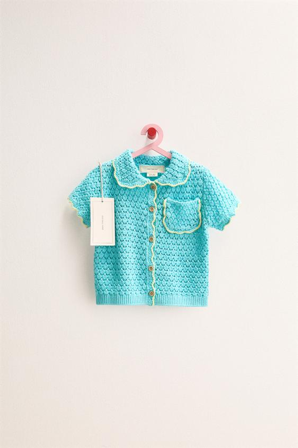 ZARA TIMELESS - ПОЛО В РУБЧИК С КОНТРАСТОМ, МЯГКИЙ БИРЮЗОВЫЙ
