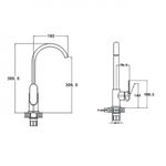 LOB4-A128 Смеситель для кух. мойки с пов. круглым изливом, картридж ø35, материал нерж. сталь, крепление